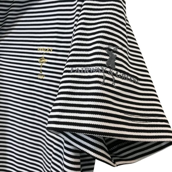 F&G Tech Mens S Black & White Striped Polo Shirt With Farley Cup Embroidery Golf - Picture 6 of 9